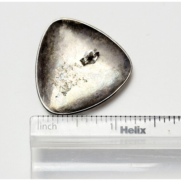 925k Sterling Silver Black Onyx Artisan Pounded Triangle Stud 18 Grams VTG EUC! - Picture 5 of 12